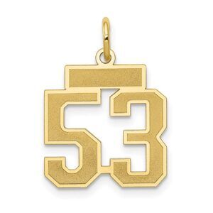 14k Yellow Gold, Jersey Collection, Small Number 53 Pendant